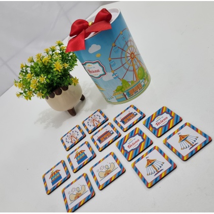 Lata com jogo da memória em mdf